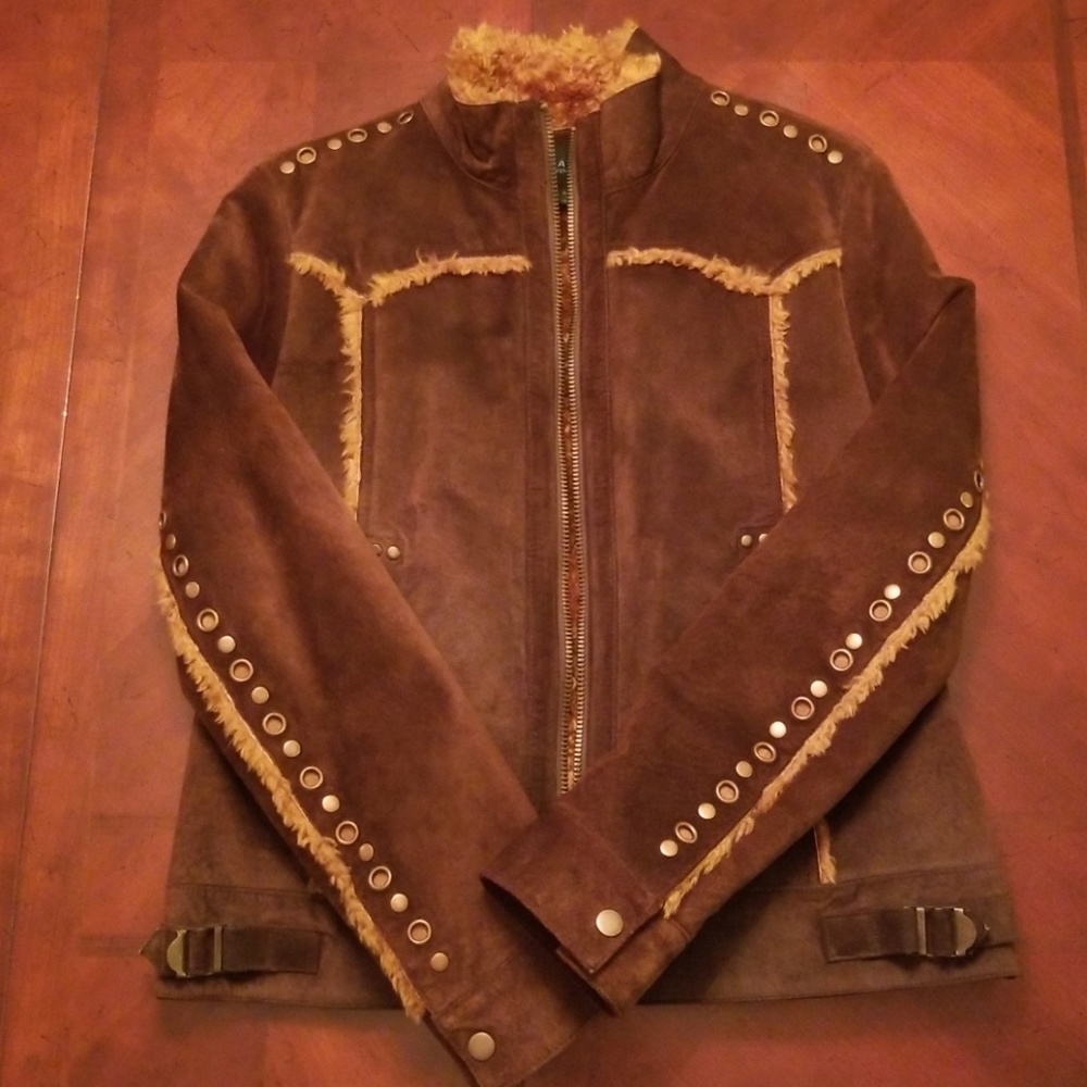 Leather and faux fur jacket